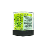 Chessex CHX27830 36 Bright Green w/ black Vortex Dice Block™ 12mm d6 Dice Block