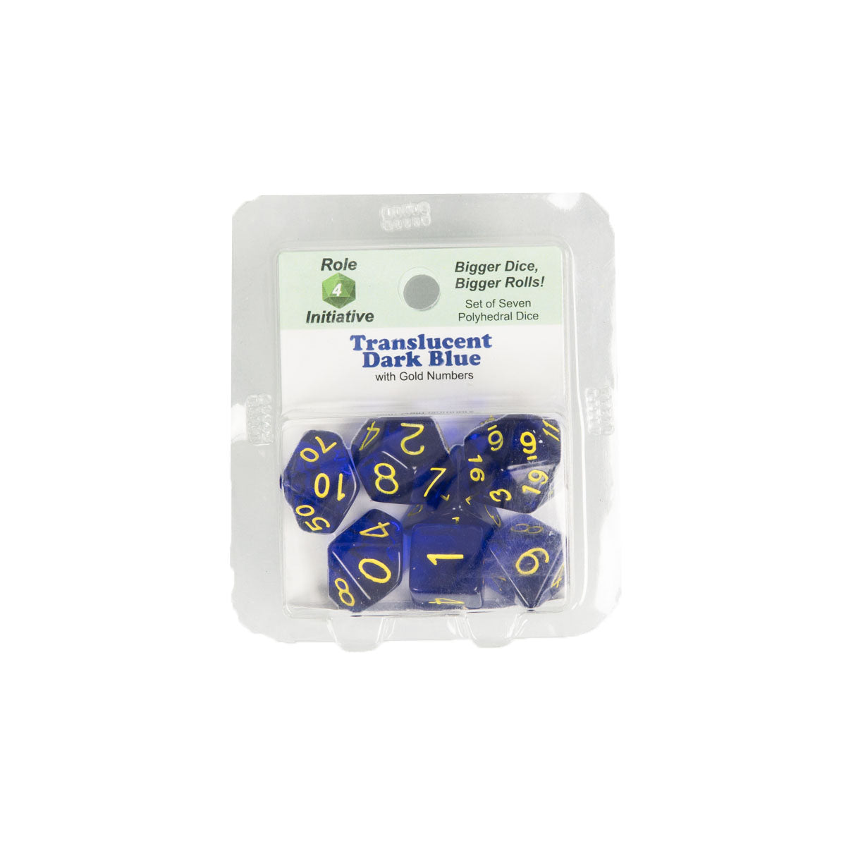 Role 4 Initiative 50108 Translucent Dark Blue w/ Gold Polyhedral Dice Set (7-ct)
