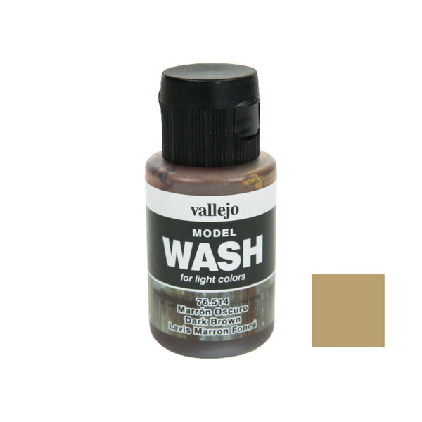 Vallejo 76.514 Model Wash: Dark Brown, 35ml – Titan Bear Gaming