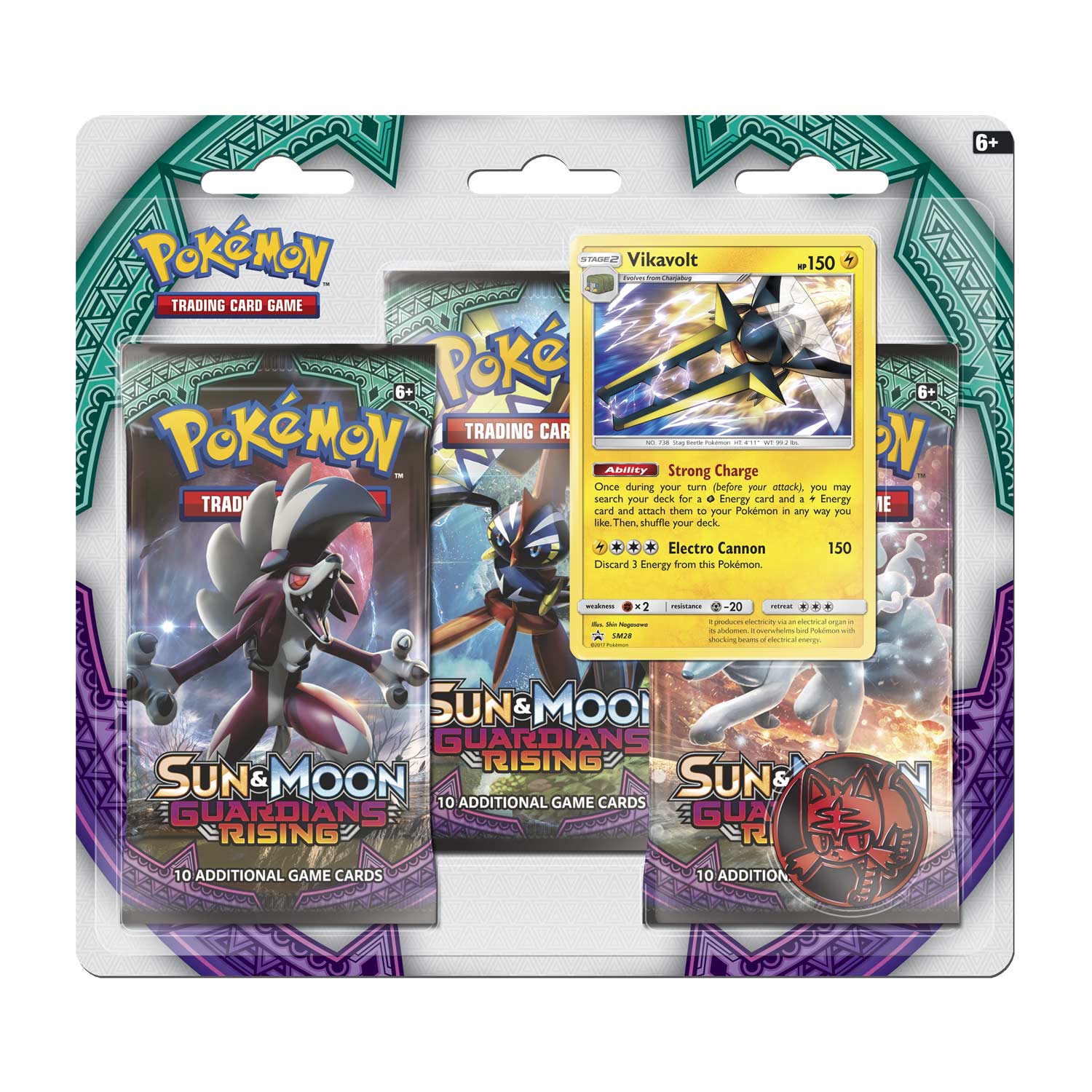 Pokemon TCG Sun & Moon: Guardians Rising 3-Booster Blister Vikavolt