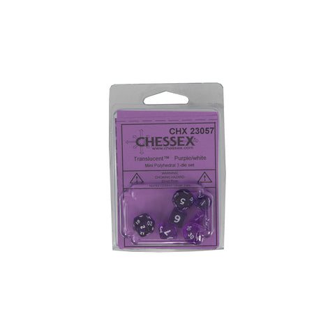 Chessex CHX23057 Mini Purple w/ white Translucent Polyhedral Dice Set