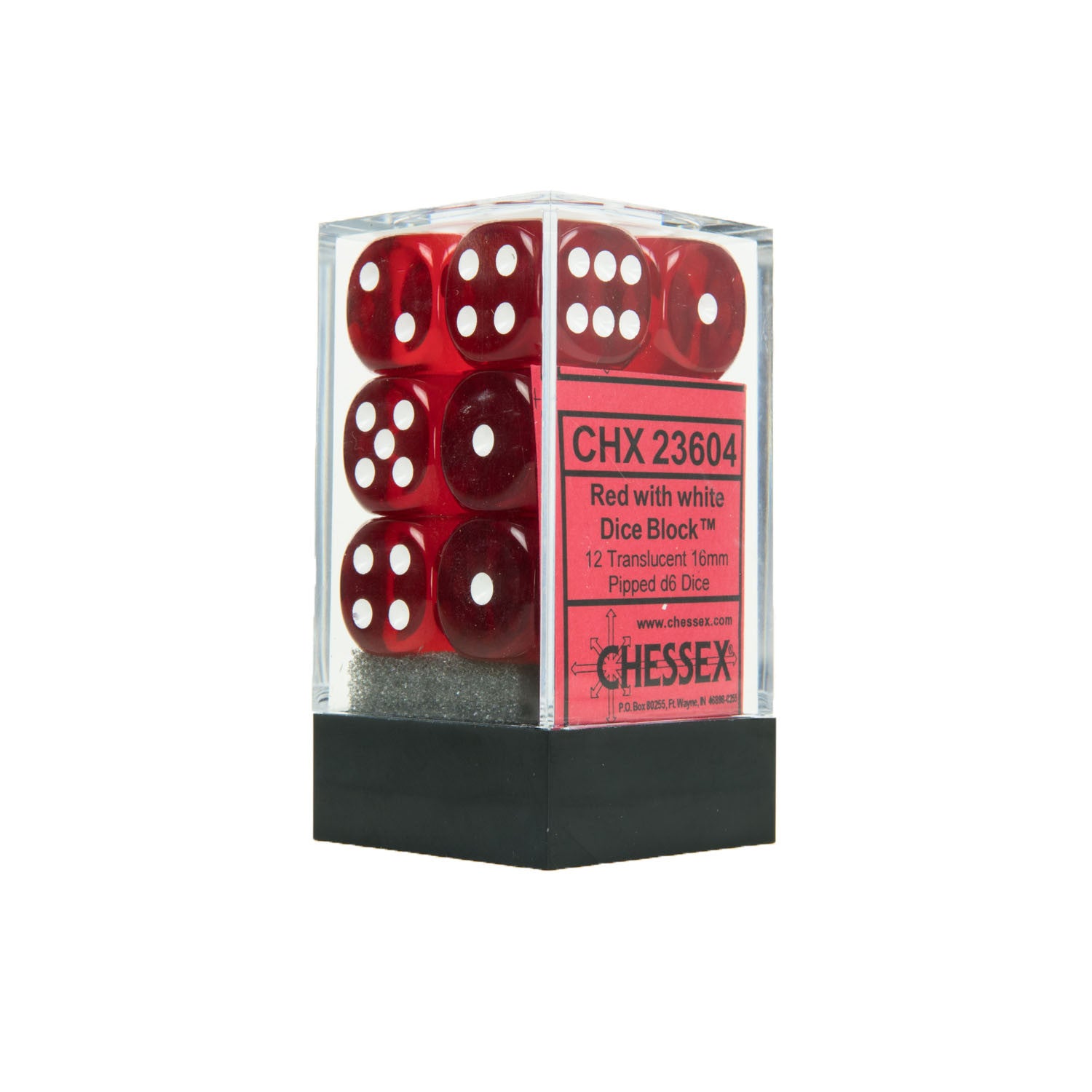 Chessex CHX23604 12 Red w/ white Translucent 16mm d6 Dice