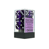 Chessex CHX23607 12 Purple w/ white Translucent 16mm d6 Dice