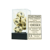 Chessex CHX25400 Opaque Ivory w/black Polyhedral Dice Set