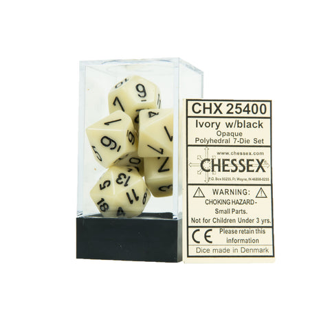 Chessex CHX25400 Opaque Ivory w/black Polyhedral Dice Set