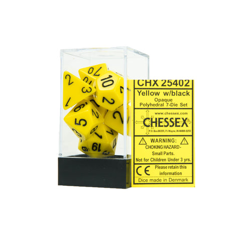 Chessex CHX25402 Opaque Yellow w/black Polyhedral Dice Set