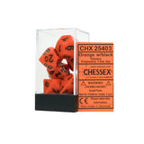 Chessex CHX25403 Opaque Orange w/black Polyhedral Dice Set