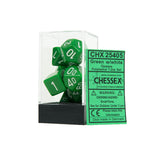 Chessex CHX25405 Opaque Green w/white Polyhedral Dice Set