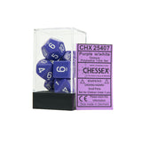 Chessex CHX25407 Opaque Purple w/white Polyhedral Dice Set