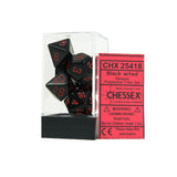 Chessex CHX25418 Opaque Black w/red Polyhedral Dice Set