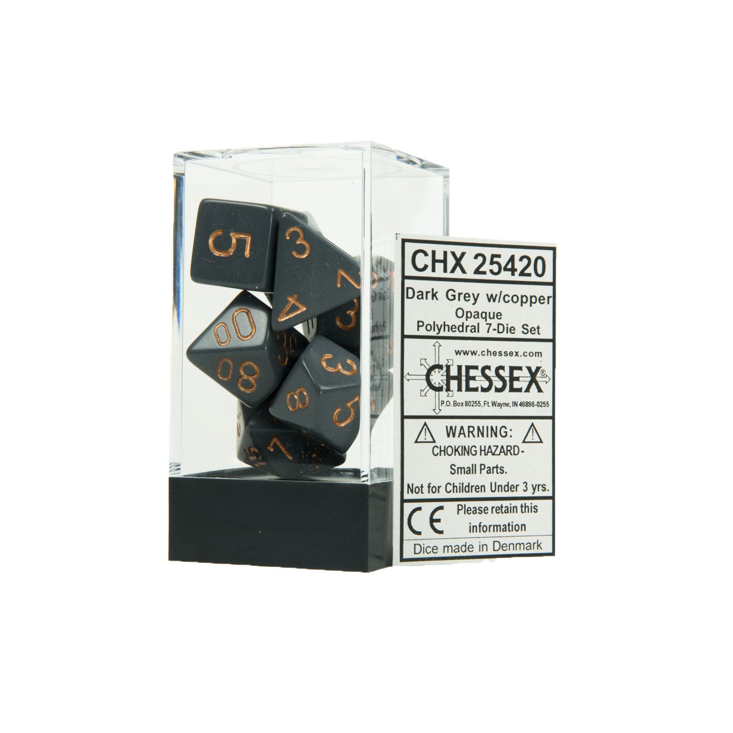 Chessex CHX25420 Opaque Dark Grey w/copper Polyhedral Dice Set