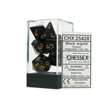 Chessex CHX25428 Opaque Black w/gold Polyhedral Dice Set