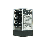 Chessex CHX25608 12 Black w/ white Opaque 16mm d6 Dice
