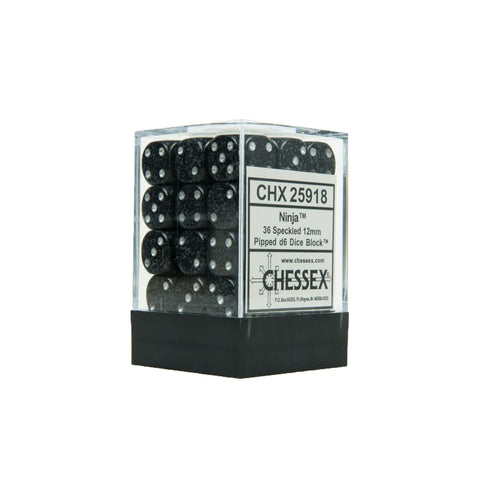 Chessex CHX25918 36 Ninja™ Speckled 12mm d6 Dice Block