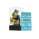 Chessex CHX26422 Blue-Gold w/white Gemini™ Polyhedral Dice Set