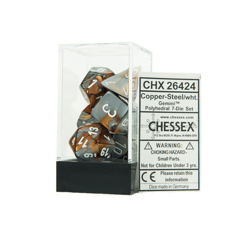 Chessex CHX26424 Copper-Steel w/white Gemini™ Polyhedral Dice Set