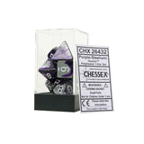 Chessex CHX26432 Purple-Steel w/white Gemini™ Polyhedral Dice Set