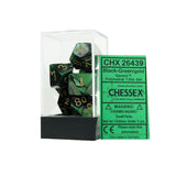 Chessex CHX26439 Black-Green w/gold Gemini™ Polyhedral Dice Set