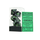 Chessex CHX26445 Black-Grey w/green Gemini™ Polyhedral Dice Set