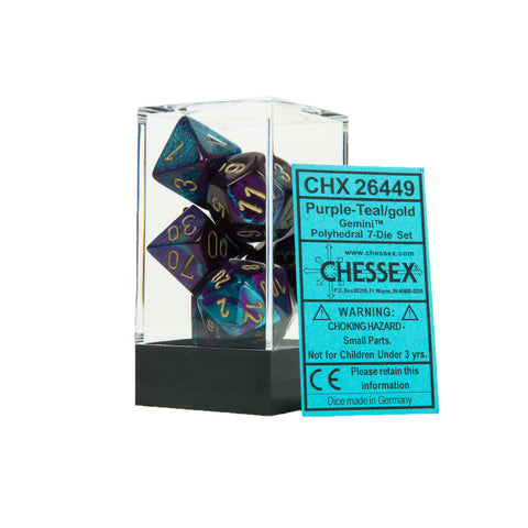 Chessex CHX26449 Purple-Teal w/gold Gemini™ Polyhedral Dice Set