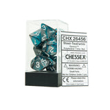 Chessex CHX26456 Steel-Teal w/white Gemini™ Polyhedral Dice Set