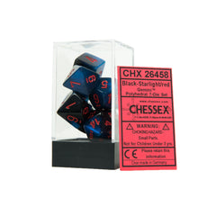 Chessex CHX26458 Black-Starlight w/red Gemini™ Polyhedral Dice Set