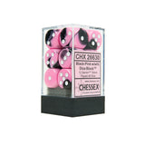 Chessex CHX26630 12 Black-Pink w/ white Gemini™ 16mm d6 Dice