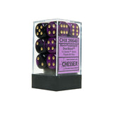 Chessex CHX26640 12 Black-Purple w/ gold Gemini™ 16mm d6 Dice