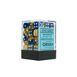 Chessex CHX26822 36 Blue-Gold w/ white Gemini 12mm d6 Dice Block