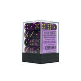 Chessex CHX26840 36 Black-Purple w/ gold Gemini 12mm d6 Dice Block