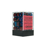 Chessex CHX26858 36 Black-Starlight w/ red Gemini 12mm d6 Dice Block
