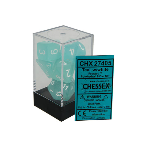 Chessex CHX27405 Teal w/ White Frosted™ Polyhedral Dice Set