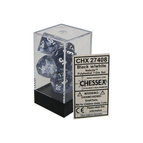 Chessex CHX27408 Black w/ white Nebula™ Polyhedral Dice Set