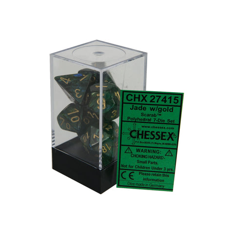Chessex CHX27415 Jade w/ Gold Scarab™ Polyhedral Dice Set