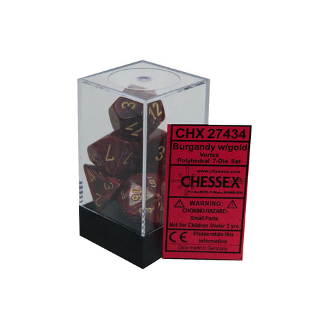 Chessex CHX27434 Burgundy w/ gold Vortex Polyhedral Dice Set