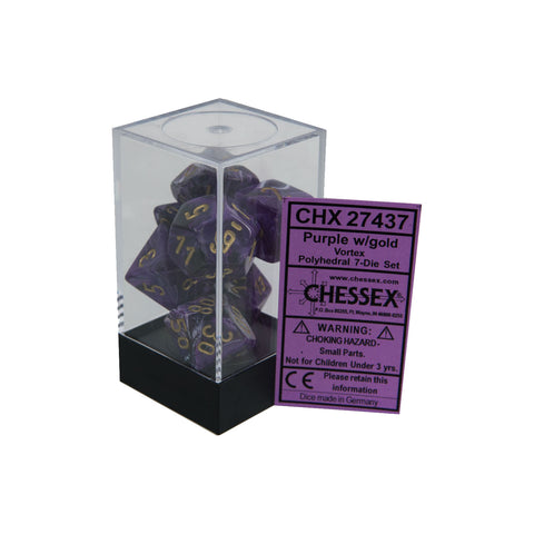 Chessex CHX27437 Purple w/ gold Vortex Polyhedral Dice Set