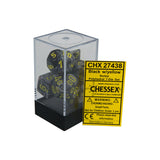 Chessex CHX27438 Black w/ yellow Vortex Polyhedral Dice Set