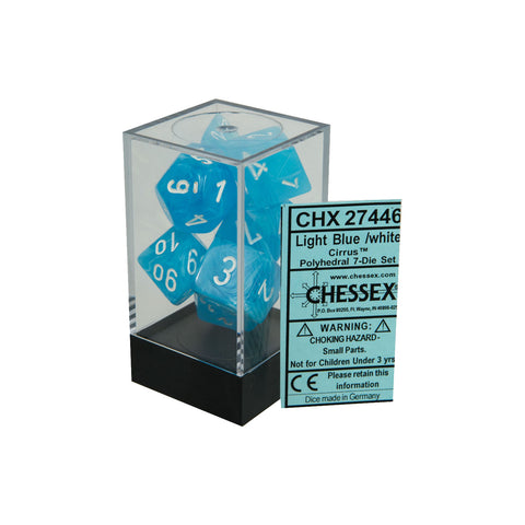 Chessex CHX27446 Light Blue w/ white Cirrus™ Polyhedral Dice Set