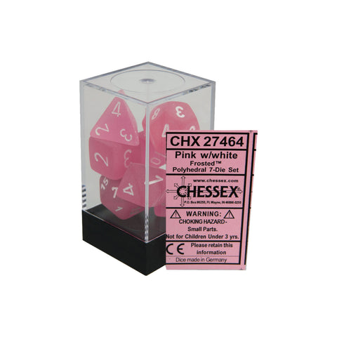 Chessex CHX27464 Pink w/ white Frosted™ Polyhedral Dice Set