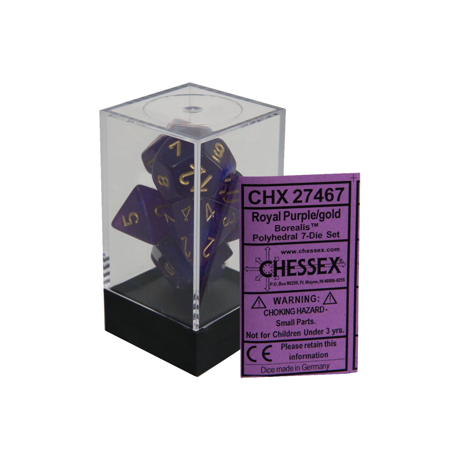 Chessex CHX27467 Royal Purple w/ gold Borealis™ Polyhedral Dice Set