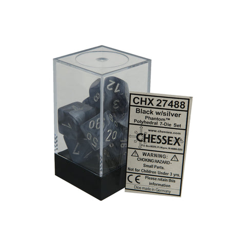 Chessex CHX27488 Black w/ silver Phantom™ Polyhedral Dice Set