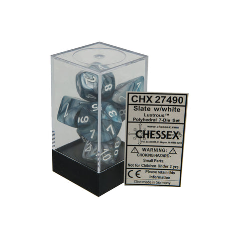 Chessex CHX27490 Slate w/ white Lustrous™ Polyhedral Dice Set