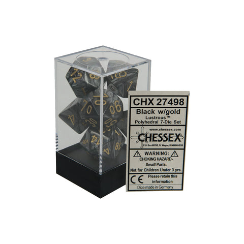 Chessex CHX27498 Black w/ gold Lustrous™ Polyhedral Dice Set