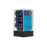 Chessex CHX27627 12 Royal Blue w/ gold Scarab™ 16mm d6 Dice