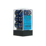 Chessex CHX27627 12 Royal Blue w/ gold Scarab™ 16mm d6 Dice
