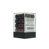 Chessex CHX27878 36 Black w/ red Velvet™ 12mm d6 Dice Block