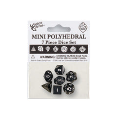 Koplow 18982 7 Piece Mini Polyhedral Dice Set Black/White Ink