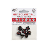 Koplow 18983 7 Piece Mini Polyhedral Dice Set Black/Red Ink