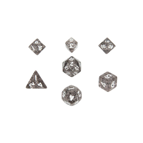MDG 4203 Ethereal Black w/ White Mini Polyhedral Dice Set