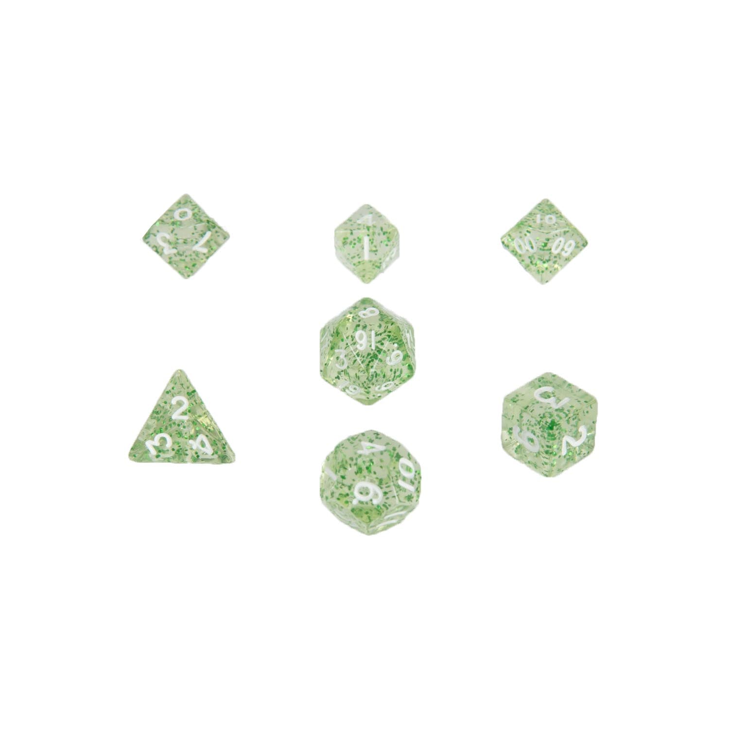 MDG 4205 Ethereal Green w/ White Mini Polyhedral Dice Set